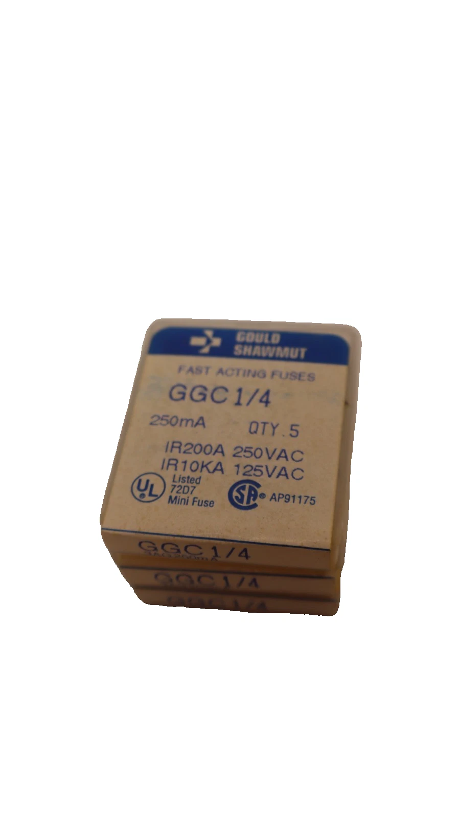Gould Shawmut GGC 1/4 GGC-1/4 GGC1/4 1/4Amp Fast-Acting Fuse (New - Lot of 60)