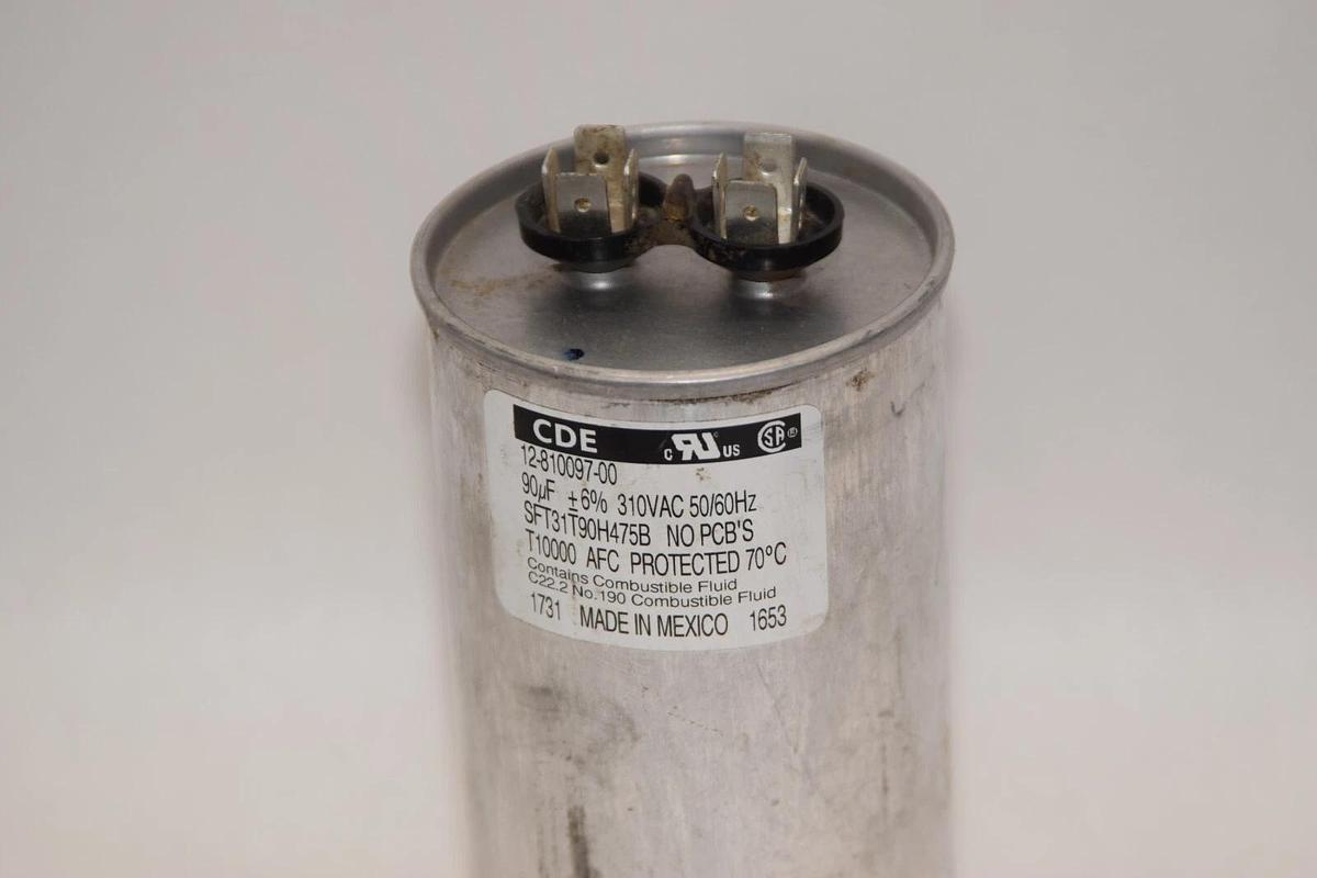 Used (LOT OF 2) CDE 12-810097-00 SFT31T90H475B 90uF 310Vac +/-6% 50/60Hz Capacitor