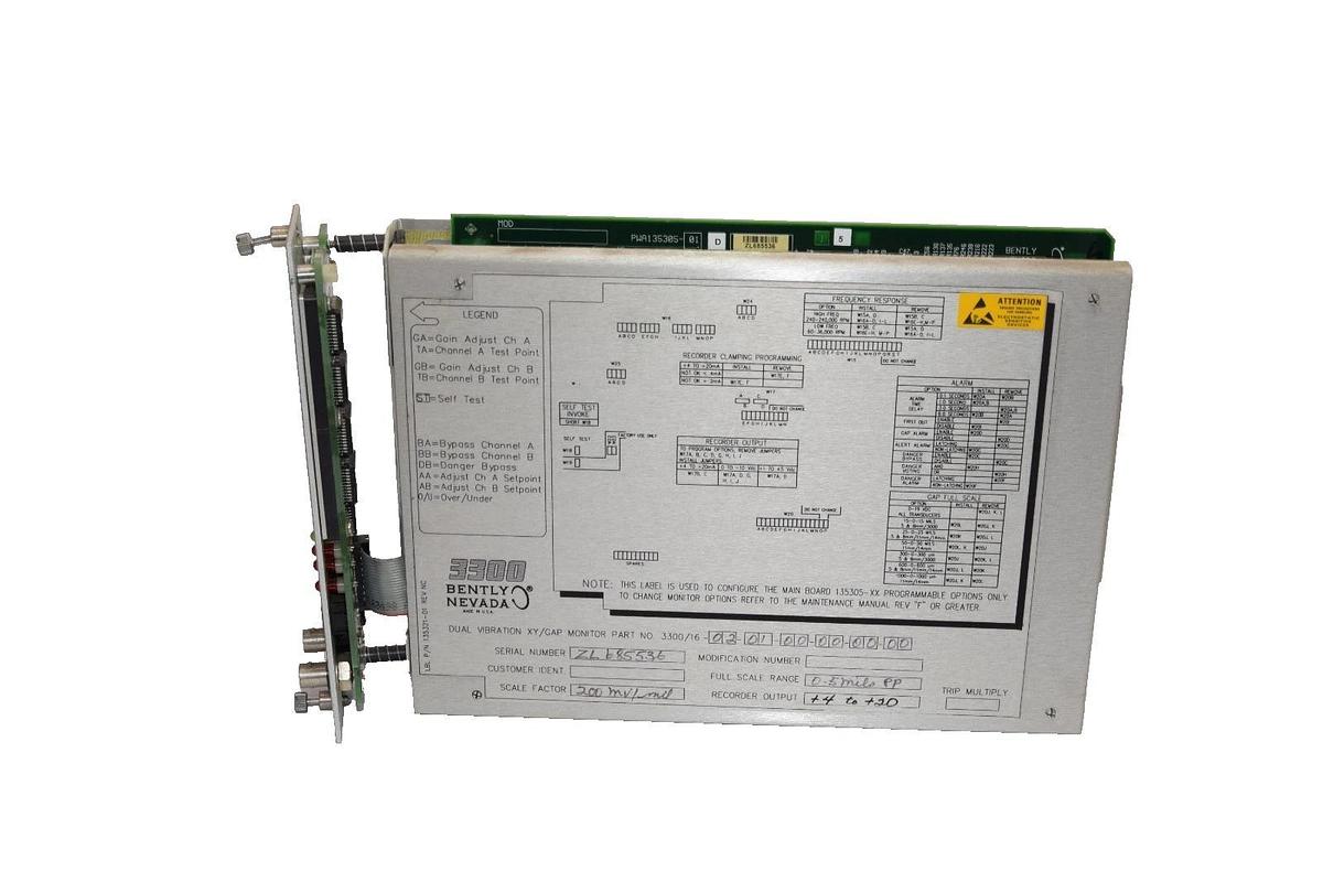 Used Bently Nevada 3300/16-02-01-00-00-00-00 Dual Vibration Monitor Module