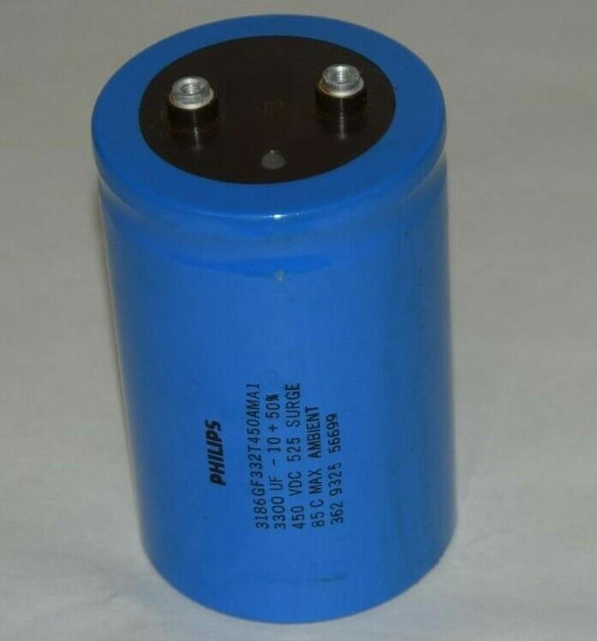 Used PHILIPS 3186GF332T450AMA1 3300uF 450Vdc 525 Surge Capacitor