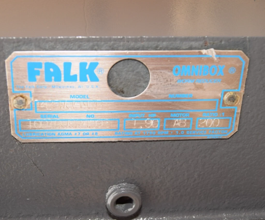 FALK Omnibox Worm Speed Reducer 1425WJHM2B 200:1 1.9hp 1750rpm (NOS)