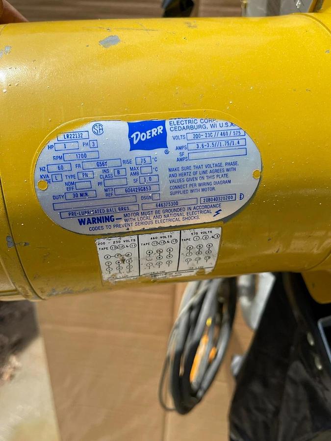 Used Yale 1 Ton 2000lb Chain Hoist KEL1-10LG15S1 KEL110LG15S1 575v 3ph w trolley KEL1