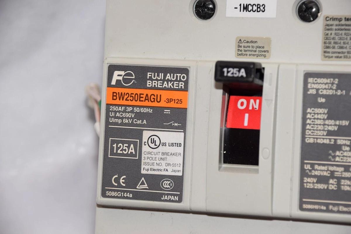 Used FUJI BW250EAGU 125A 125 Amp 3P 690Vac 50/60Hz Auto Circuit Breaker
