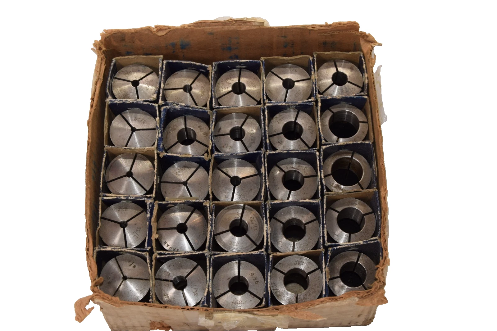 Used (Lot 25) JET 5C Collet Assorted Sizes 3/16, 1/2, 17/32, 3/4, 5/16, 13/16