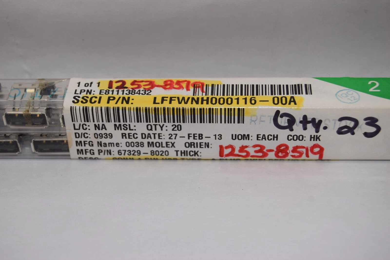 (NEW - Lot of 23) MOLEX / TYCO 67329-8020 , 1-104068-2 USB Upright Connector