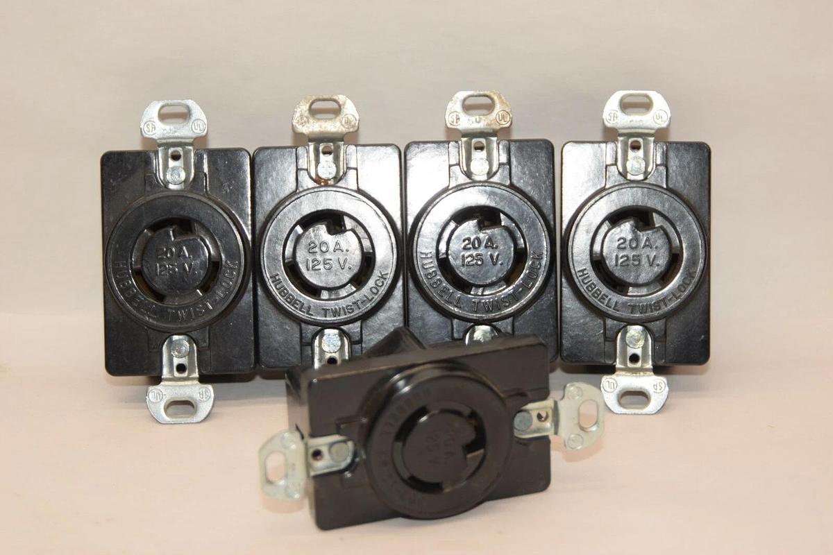 (NEW - LOT OF 5) HUBBELL 20A 125V Twist-Lock Receptacle