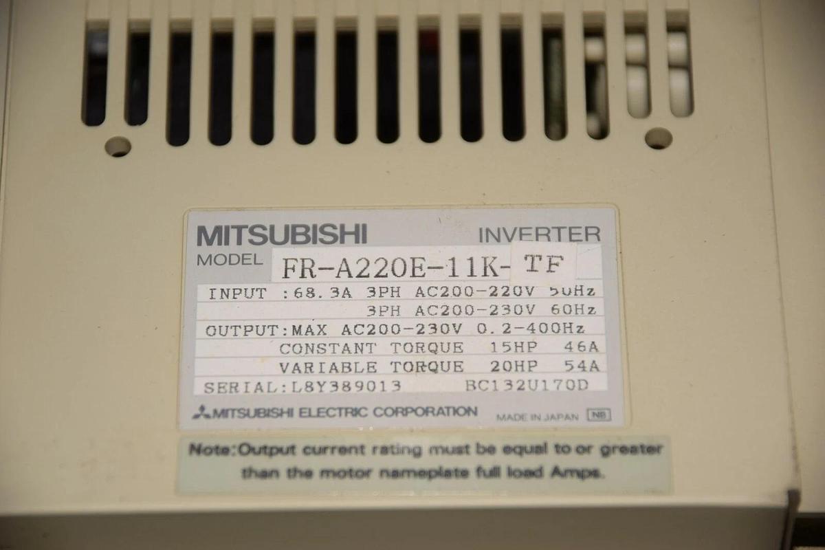 Used Mitsubishi Freqrol A-200  20HP Inverter Drive FR-A220E-11K-TF   FRA220E11KTF