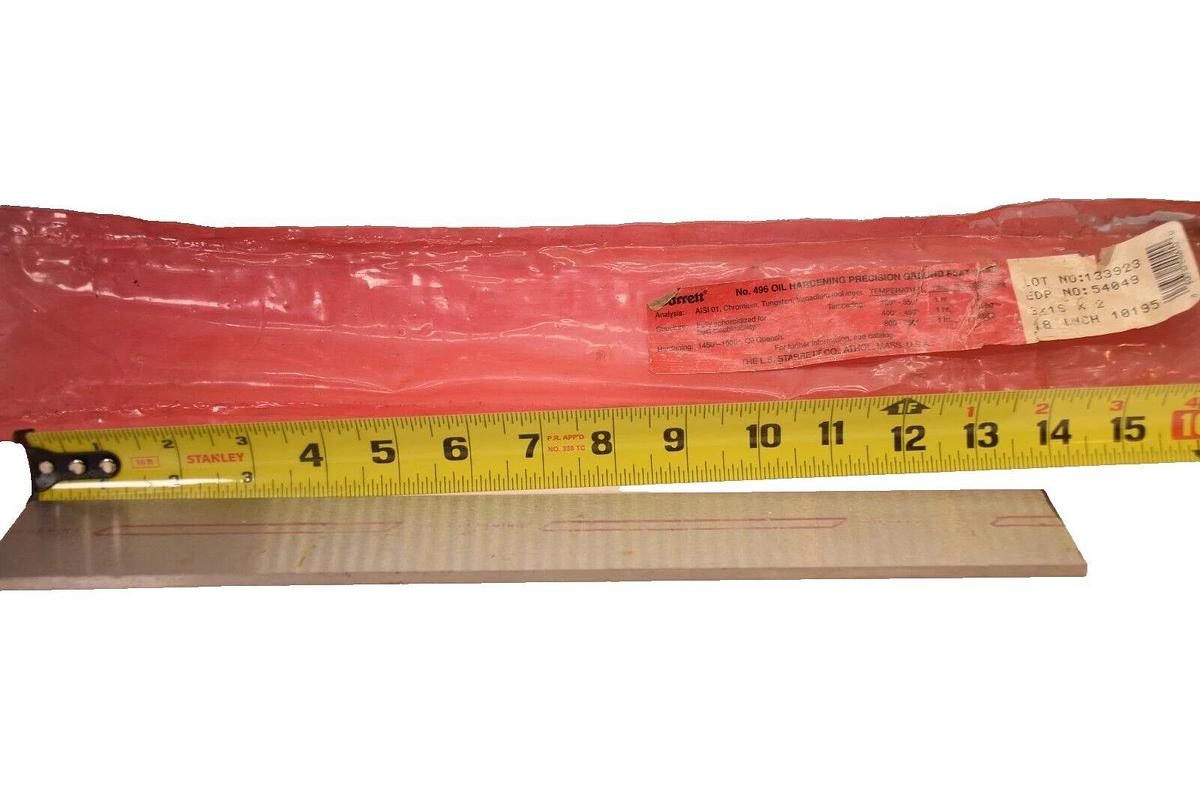 STARRETT 496 54049 3/16" x 2" x 13-7/8" Oil Hardening Solid Bar Flat Stock