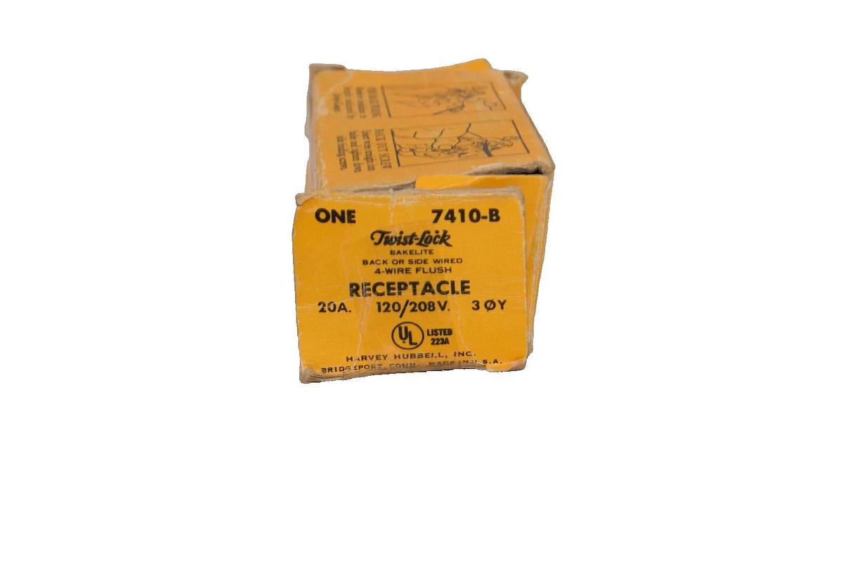 Hubbell 20a Twist Lock Receptacle 20 Amp 7410-B , HBL7410B 120/208V (New)