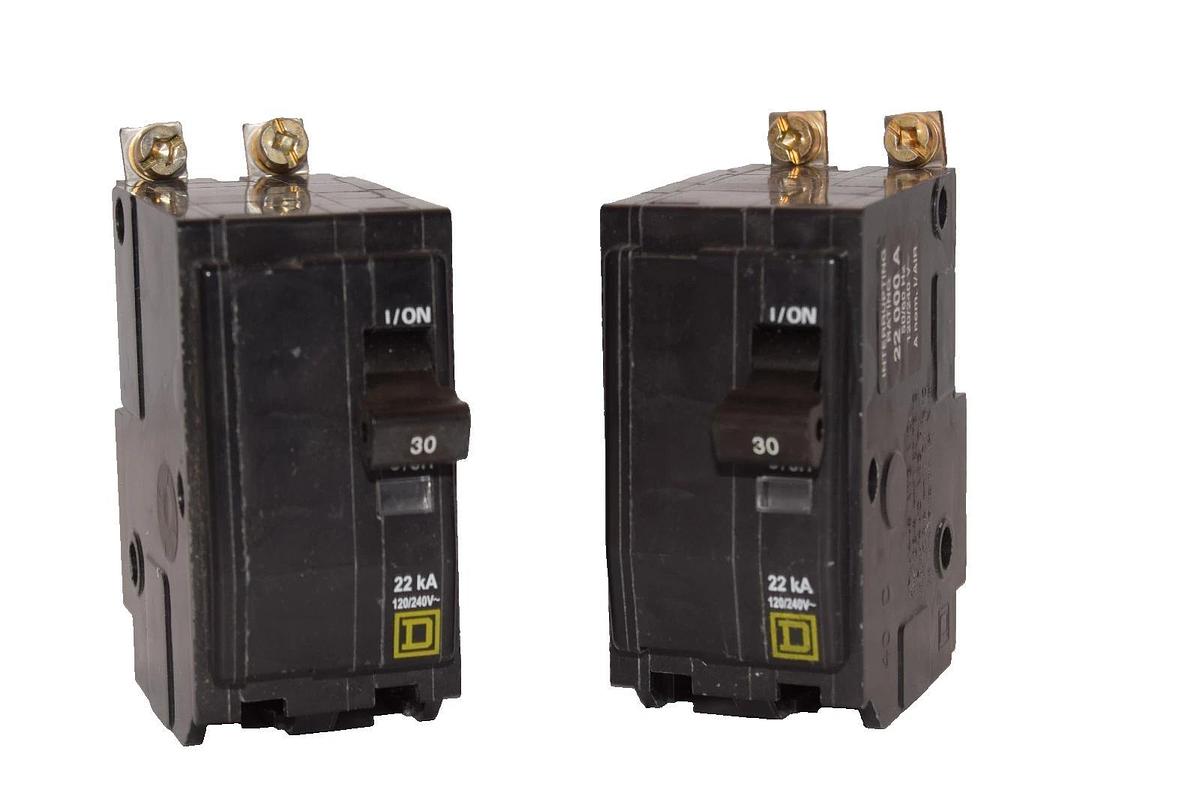 Used Square D QOB230VH 30A 30 A Amp 2P 22kA 120/240V Circuit Breaker (Lot of 2)