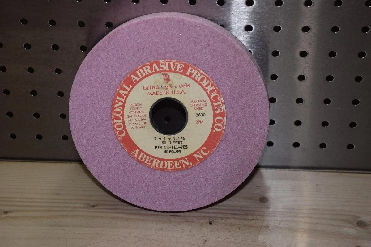 Colonial Abrasive 53-111-705, 60 J  Pink Grinding Wheel 7" x 1" x 1-1/4"