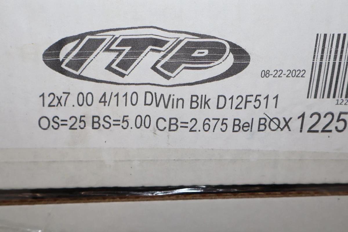 ITP D12F511 12" x 7" Steel Wheel , Black (New)
