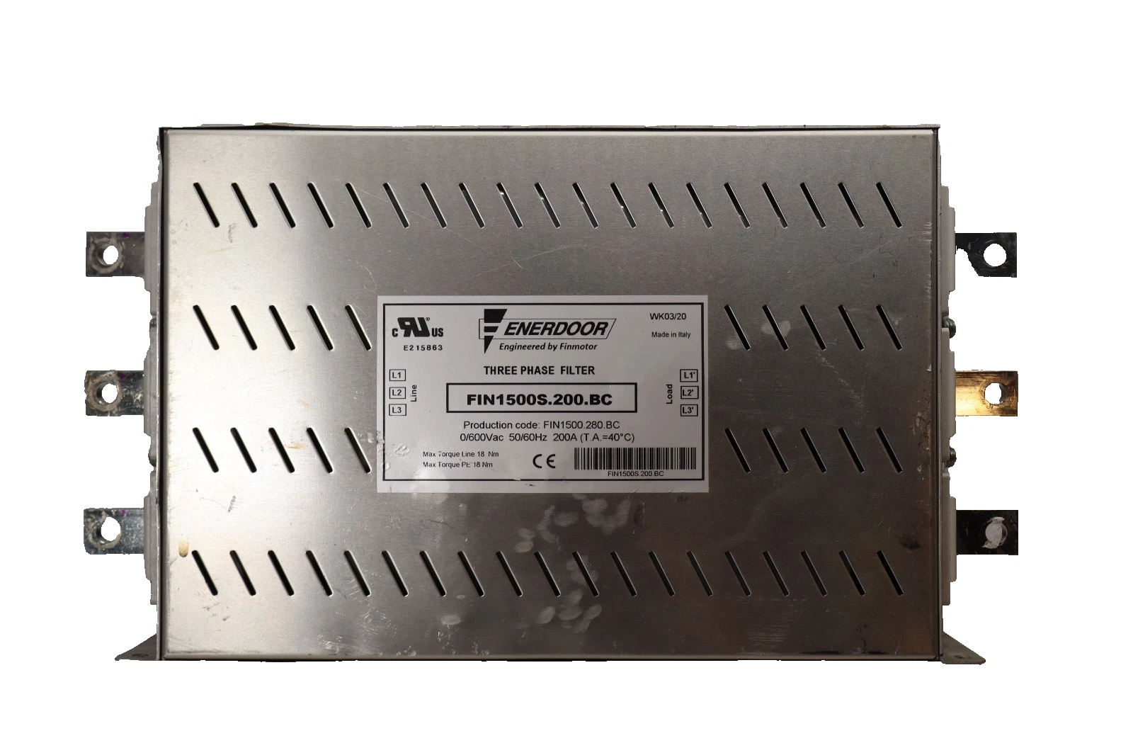 Used Enerdoor Three Phase Filter 0/600Vac 50/60Hz 200A FIN1500S.200.BC