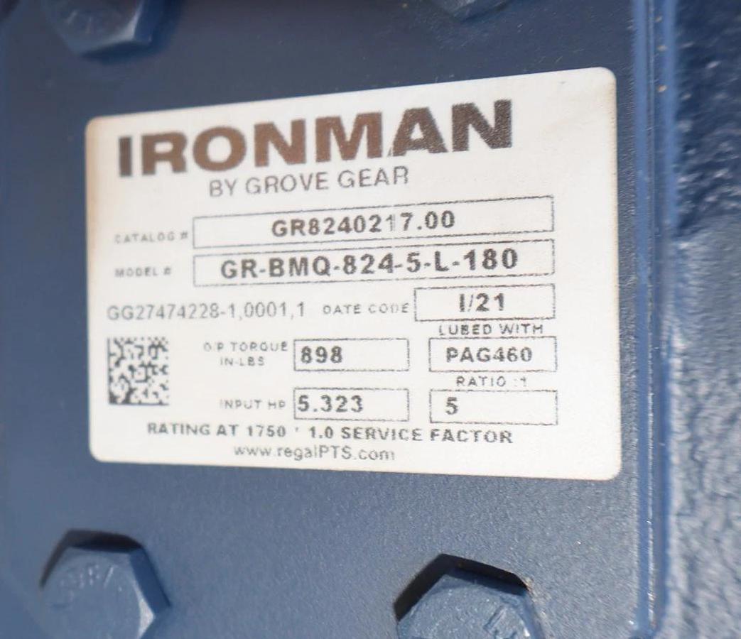 IronMan Grove Gear Box Gearbox Worm Speed Reducer GR-BMQ-824-5-L-180 5:1 LA NOS