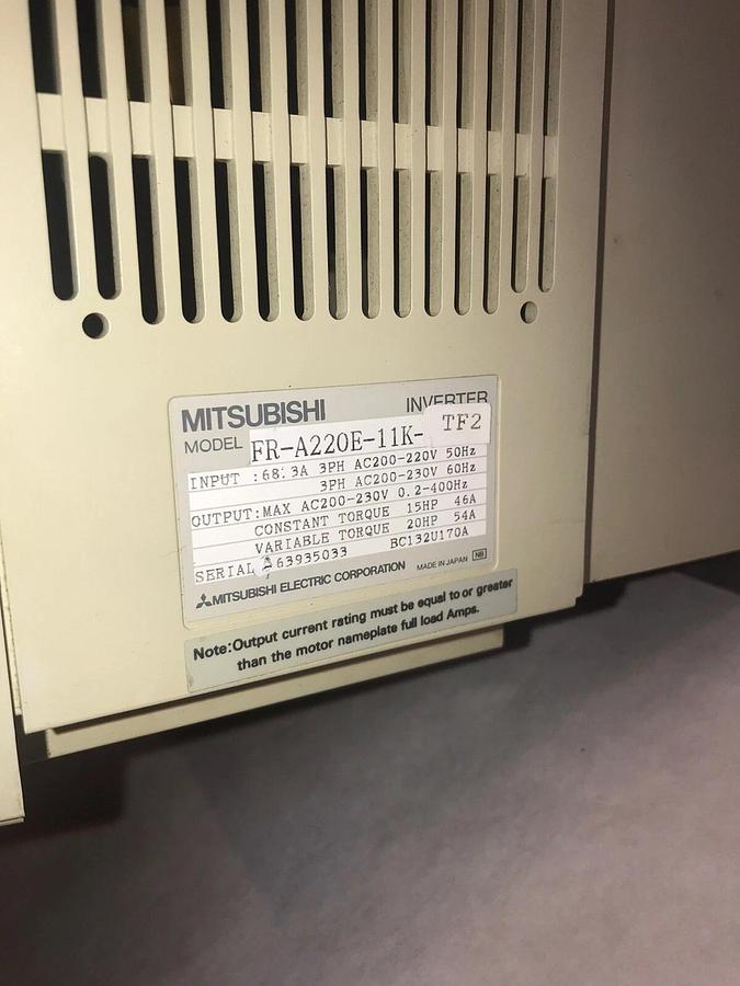 Used Mitsubishi Freqrol A200 Inverter Drive Model FR-A220E-11k-TF2