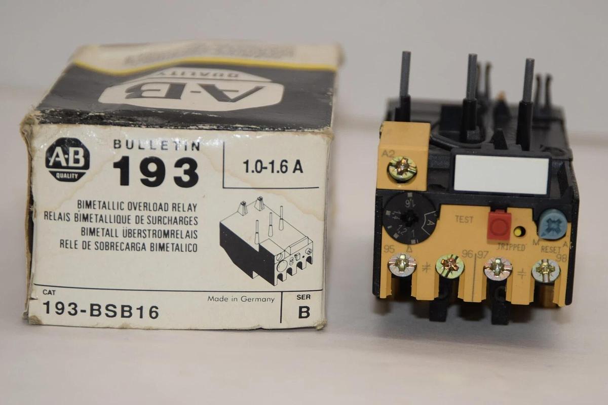 (NEW) ALLEN BRADLEY 193-BSB16 Series B 1.0-1.6A Bimetallic Overload Relay