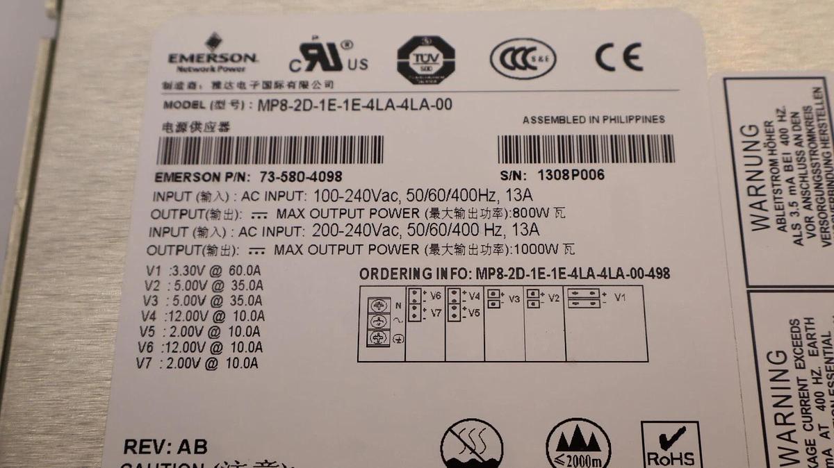 EMERSON ASTEC Power Supply MP8-2D-1E-1E-4LA-4LA-00-498 MP82D1E1E4LA4LA00 13A NEW