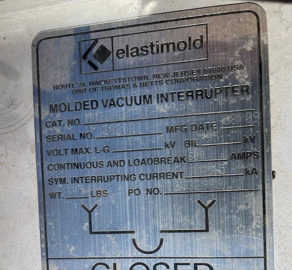 Elastimold Molded Vacuum Switch MVI3-21-15-66-PS MVI3211566PS 600A 15.5kv NEW