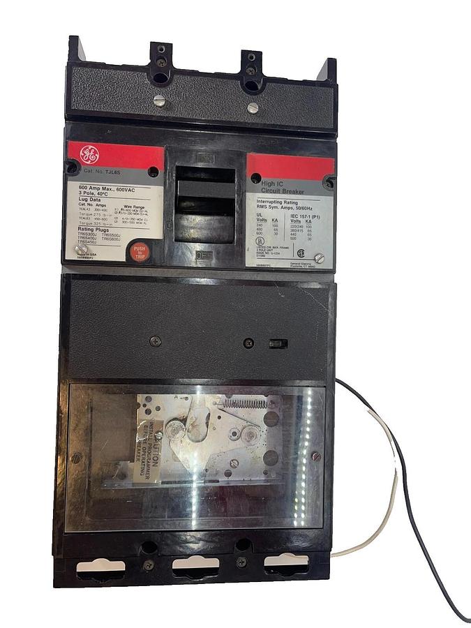Used General Electric GE TJL6S 600A 600 Amp Hight IC Breaker 3p  NO RMS9 Progr, AS-IS