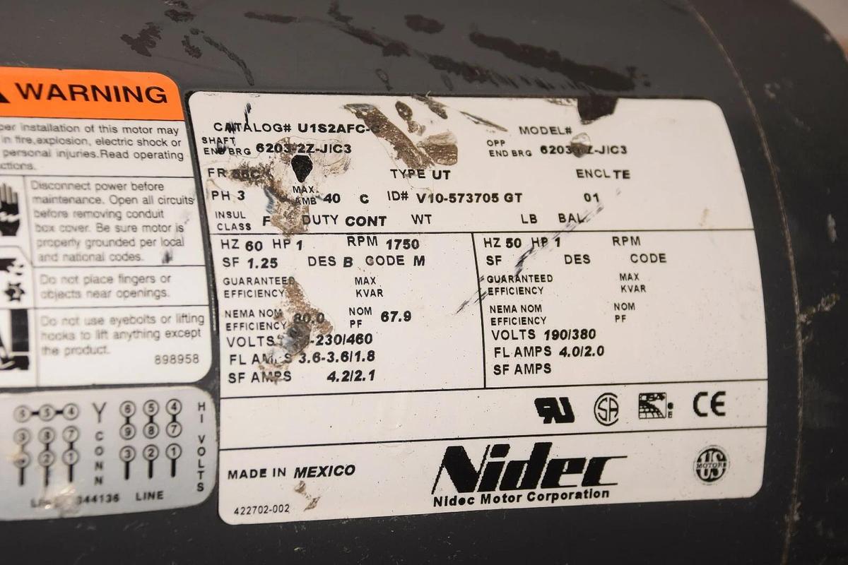 U.S. Motors U1P2DFC 1hp 208-230/460 1800 RPM Shur Stop Brake 105631106003 (New)