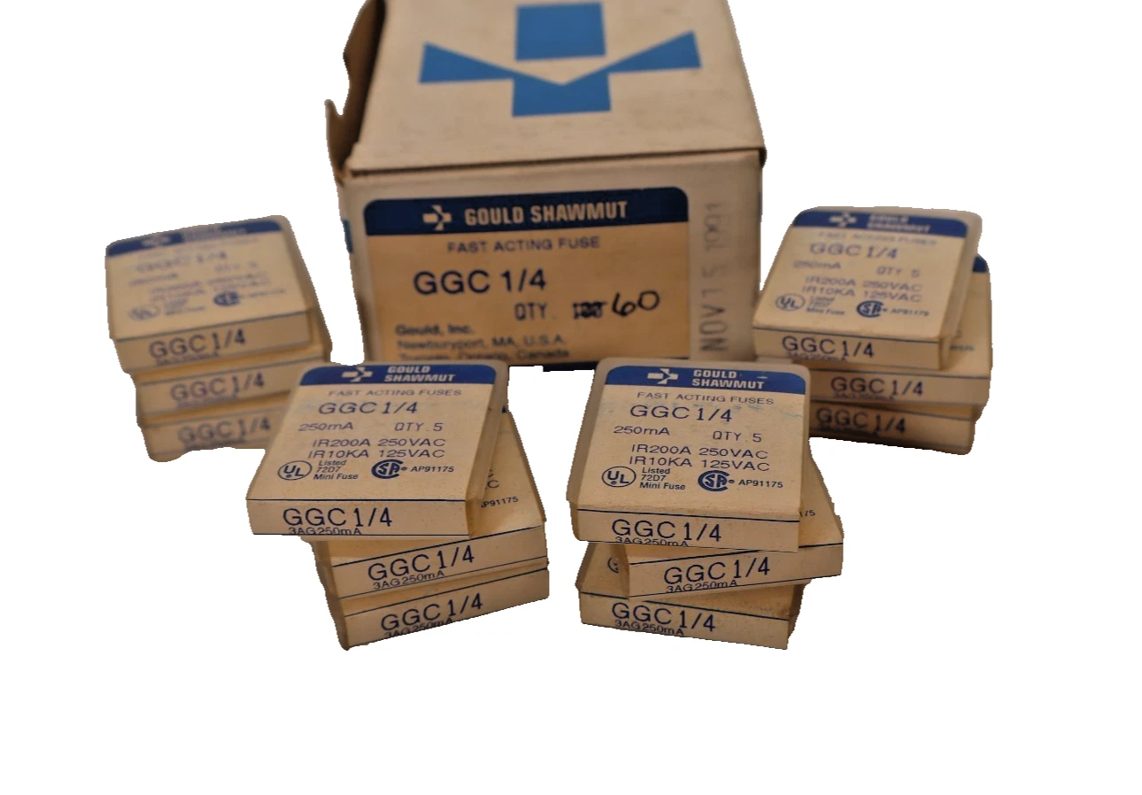 Gould Shawmut GGC 1/4 GGC-1/4 GGC1/4 1/4Amp Fast-Acting Fuse (New - Lot of 60)