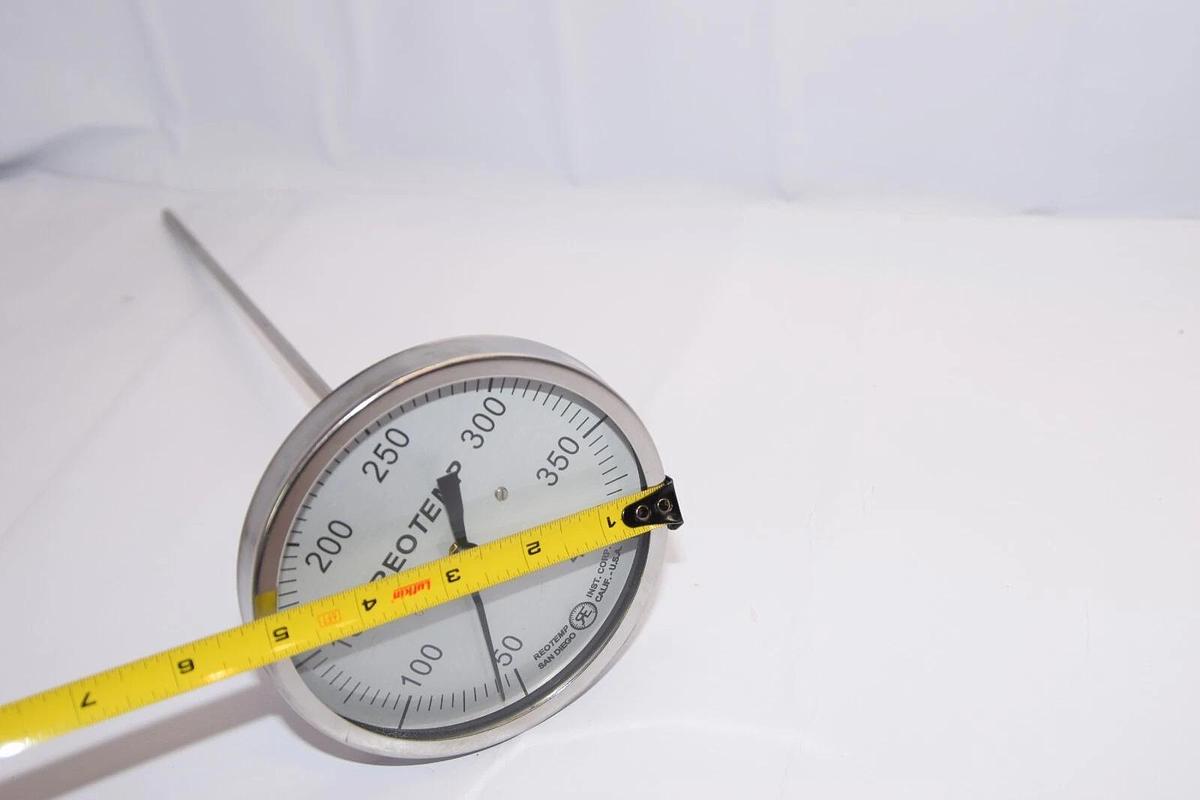 (NEW) REOTEMP 50-400 F 5" Face 3/4" Npt Conn 12" Stem BI-Metal Thermometer