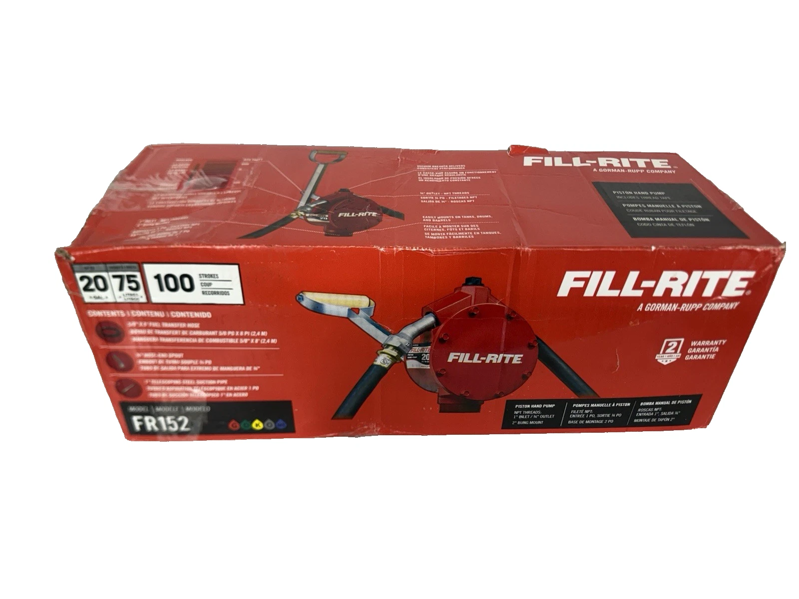 Fill-Rite FillRite 5200 Series Piston Hand Pump Hose & Nozzle FR152 20Gal (NEW)