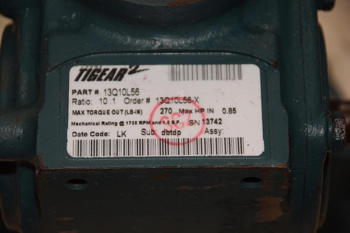 Dodge Tigear 2 Gear Box Speed Reducer 13Q10L56 Ratio 10:1  .85hp NEW