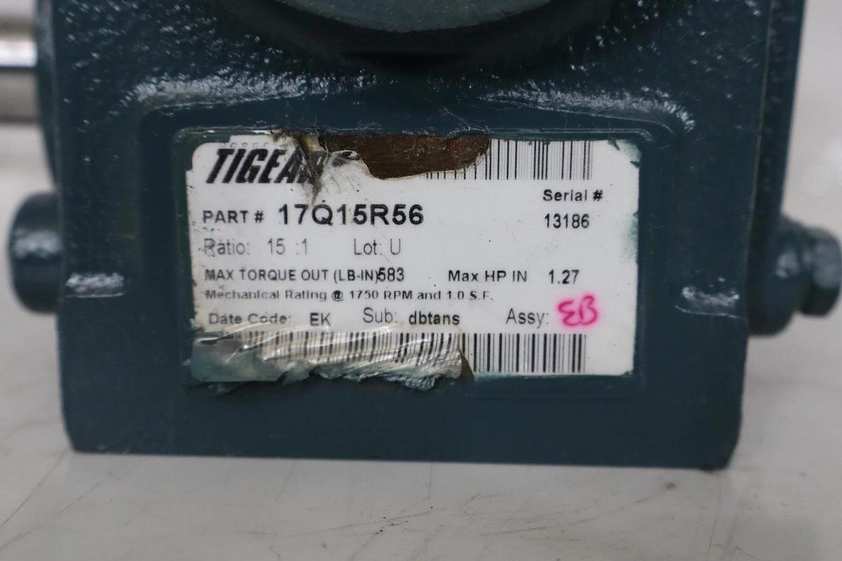 Refurbished Dodge Tigear Gear Box Speed Reducer 17Q15R56 1.27hp 1750rpm 7/8" Shft 15:1 Ratio