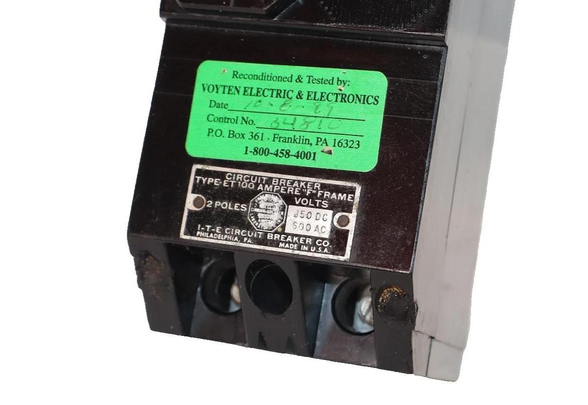 Refurbished ITE Citcuit Breaker F Frame ET100 90A 90 Amp 2P 2 Pole (Refurb)