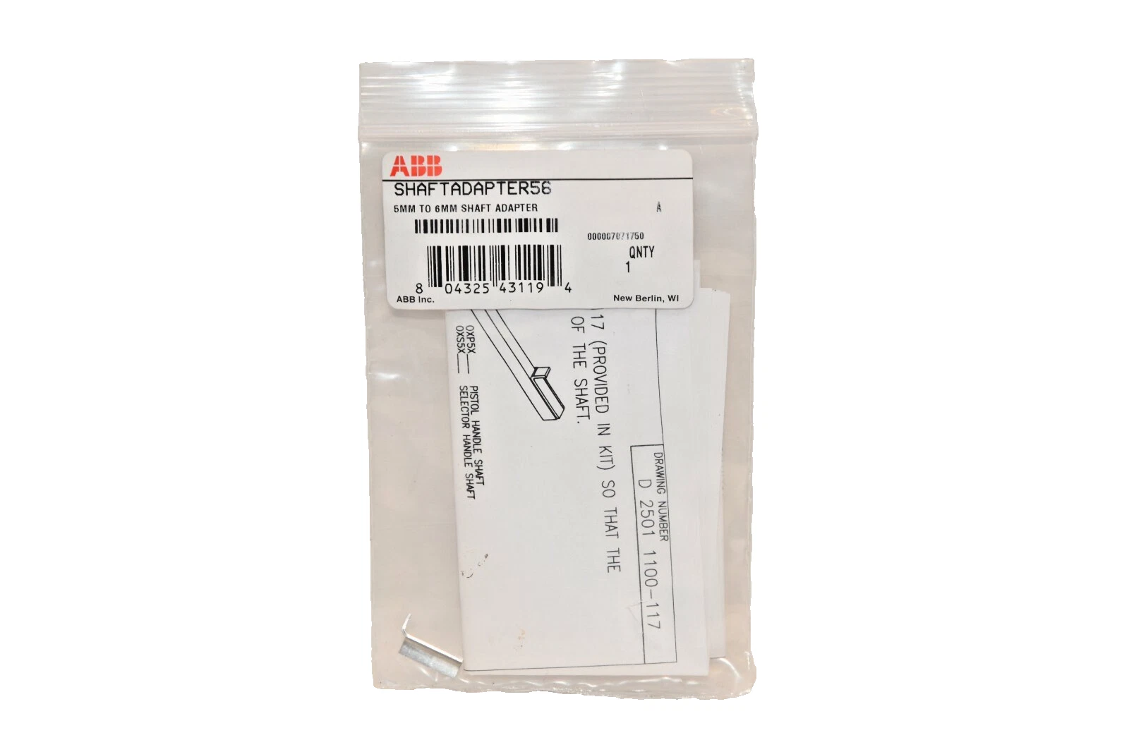ABB Adapter Accessory ADAPTER56 5mm to 6mm Shaft (NEW)