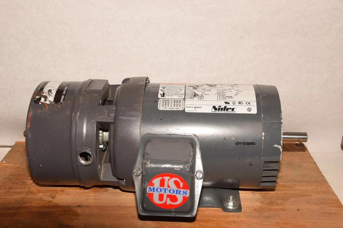 U.S. Motors U1P2DFC 1hp 208-230/460 1800 RPM Shur Stop Brake 105631106003 (New)
