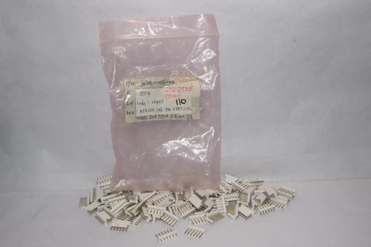 (NEW - 110) Header 1x6 Pin Vertical Straight Connector 3.96mm Single Row 59504