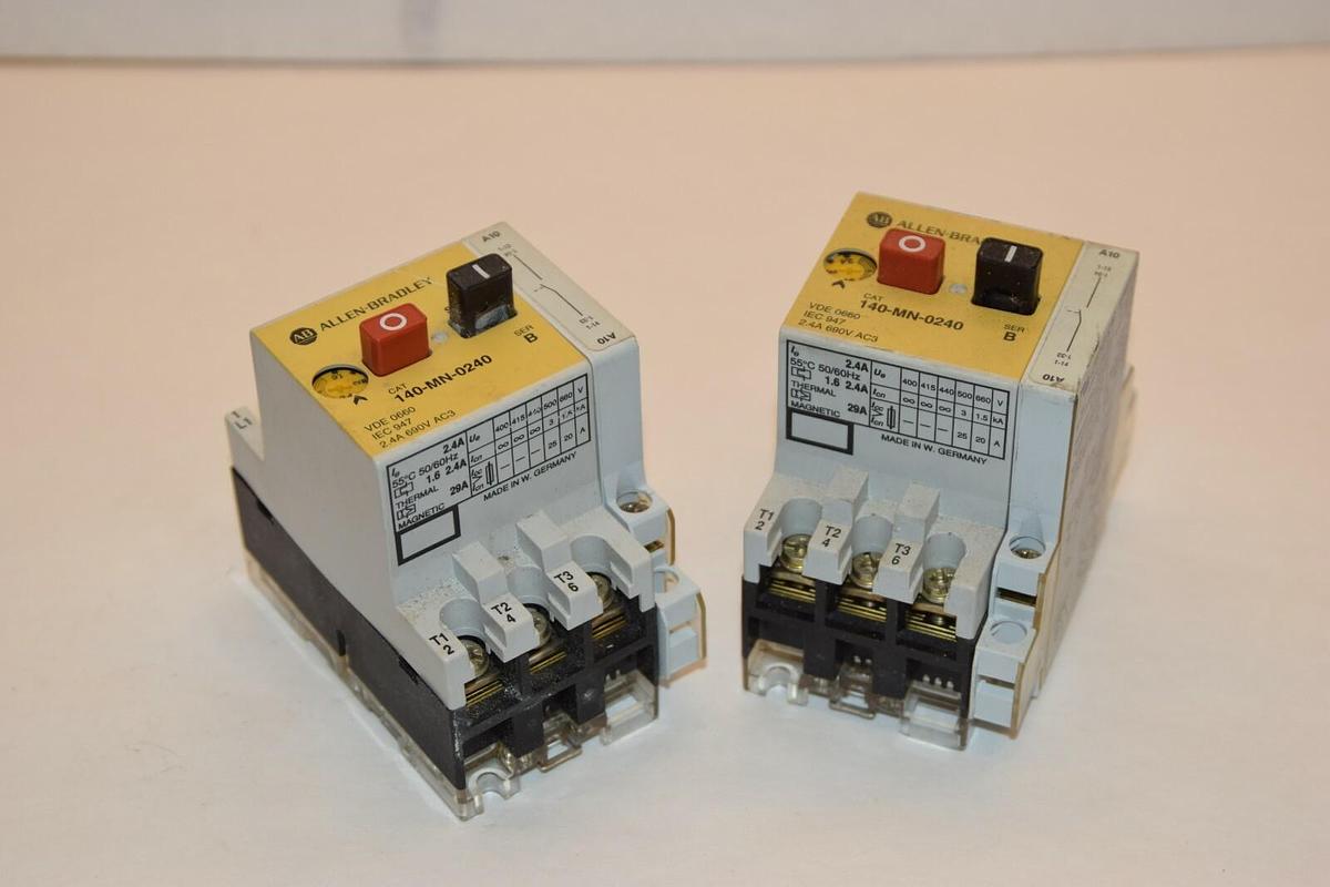 Used (LOT OF 2) ALLEN BRADLEY 140-MN-0240 SERIES B 2.4A 690V AC MANUAL STARTER
