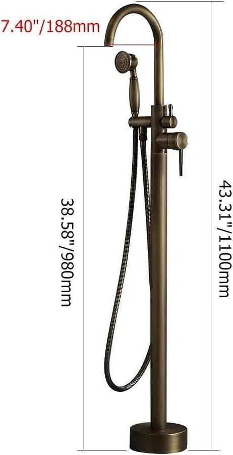 (NEW) LOVEDIMA X002IX1JC1 Antique Brass Freestanding Tub Faucet With Hand Shower