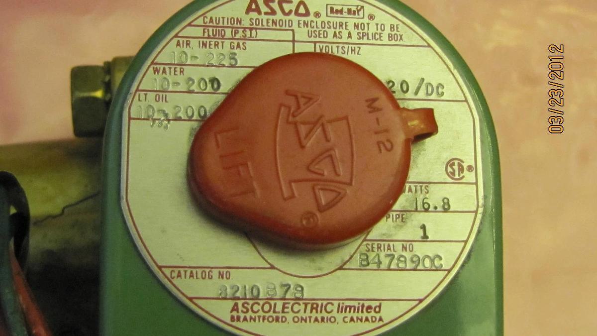 Used ASCO VALVE 8210B78 PIPE 1" 120V 120 V