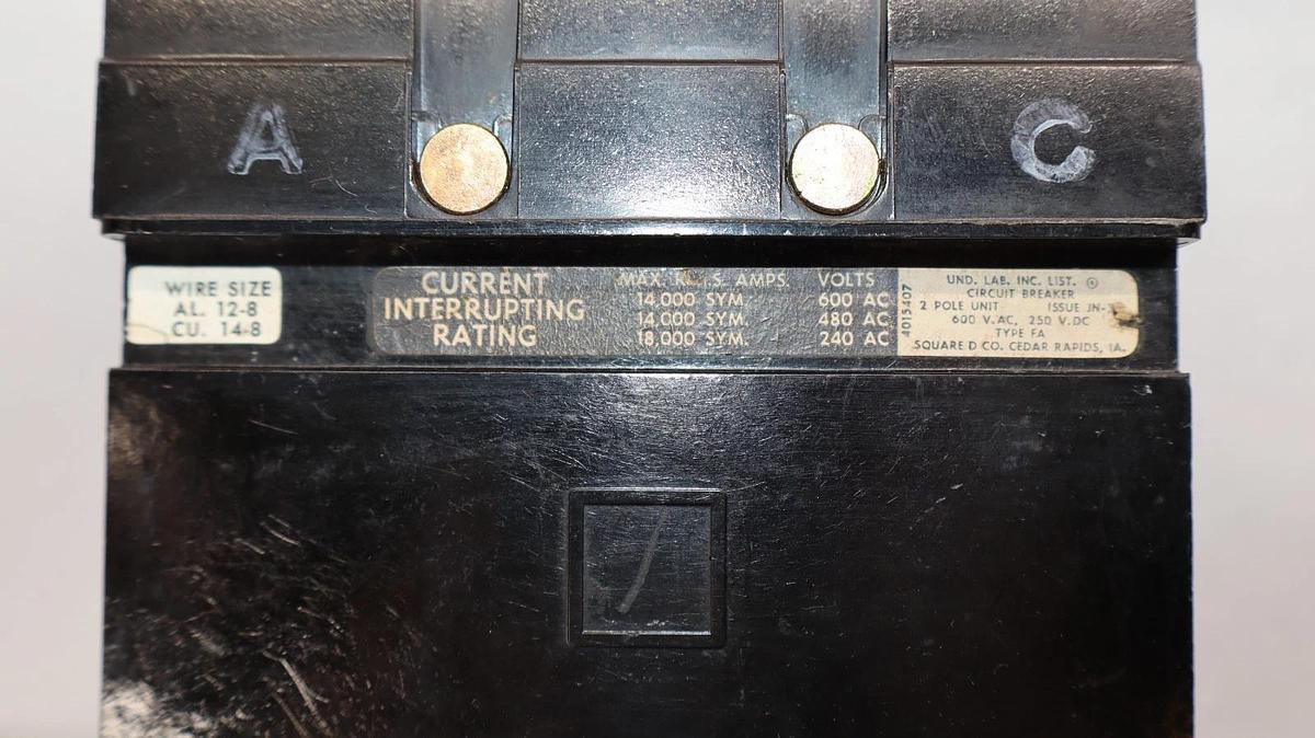Used Square D 30A Circuit Breaker FA-26030-AC 2-Pole 30 Amp FA26030AC