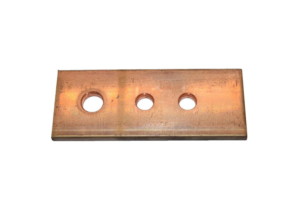 Used (Lot of 3) 5"x2"x1/4" Flat Solid Copper Buss Bar for Breaker/ Contactor