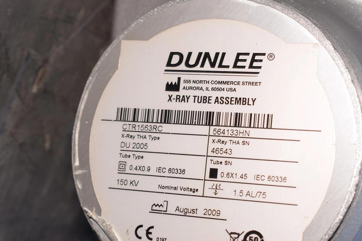 Used Dunlee X-Ray Tube Assembly CTR1563RC 564133HN DU 2005 46543 .4x.9 150kv