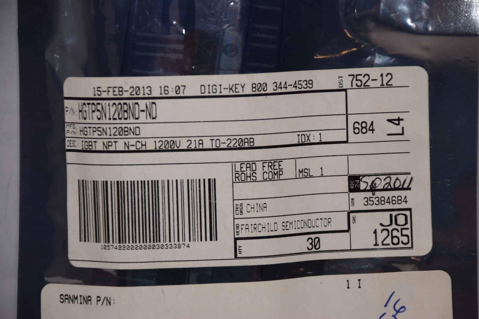 (NEW - Lot of 28) FAIRCHILD HGTP5N120BND-ND , HGTP5N120BND 1200V IGBT Transistor