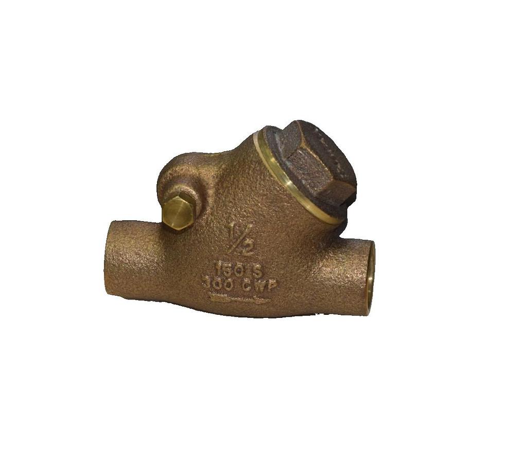 Used 1/2" SWEAT BRASS SWING CHECK VALVE
