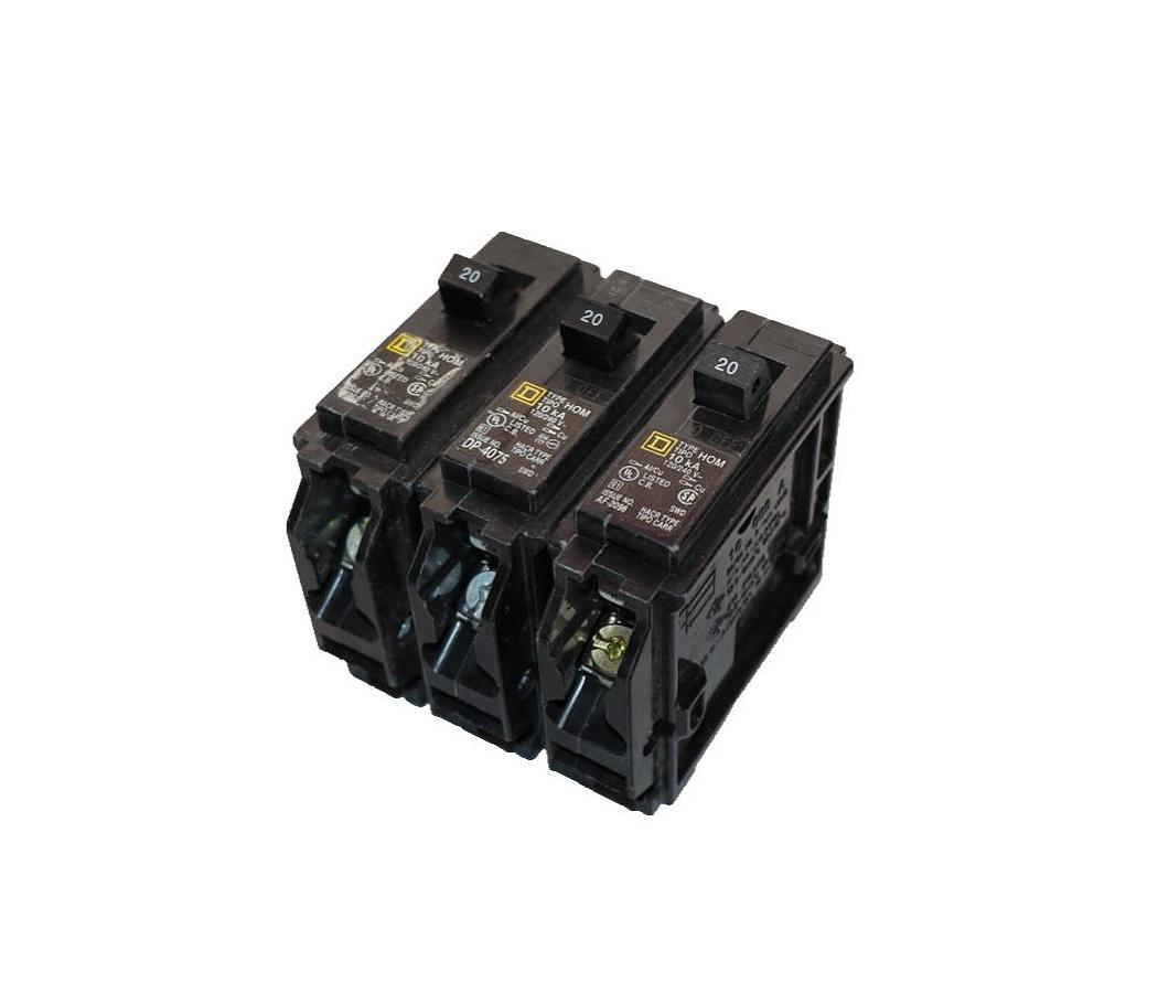 Used Square D Circuit Breaker 20A 20 Amp HOM120-U 1p 1  Pole(Lot of 3)
