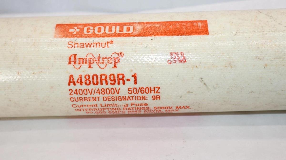 Used GOULD Shawmut AmpTrap fuse A480R9R-1 A480R9R1 9R 2400/4800v 50/60hz