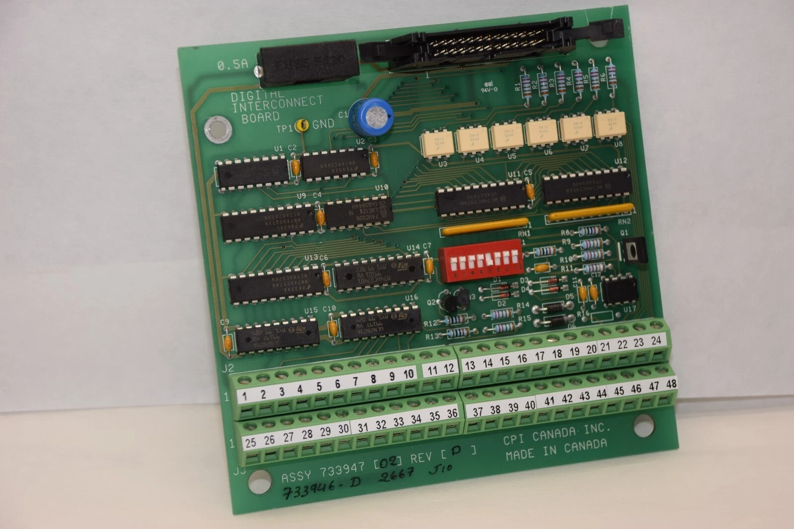 Used CPI CANADA INC 733947 , 73394702 Rev D Digital Interconnect Board Card