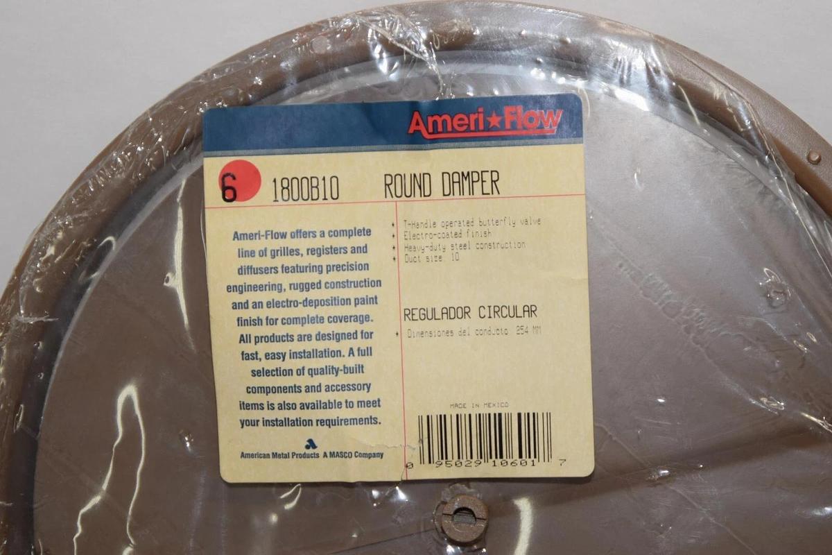 (NEW) AMERI FLOW 1800B10 10" T-Handle Round Damper Dampner 254mm