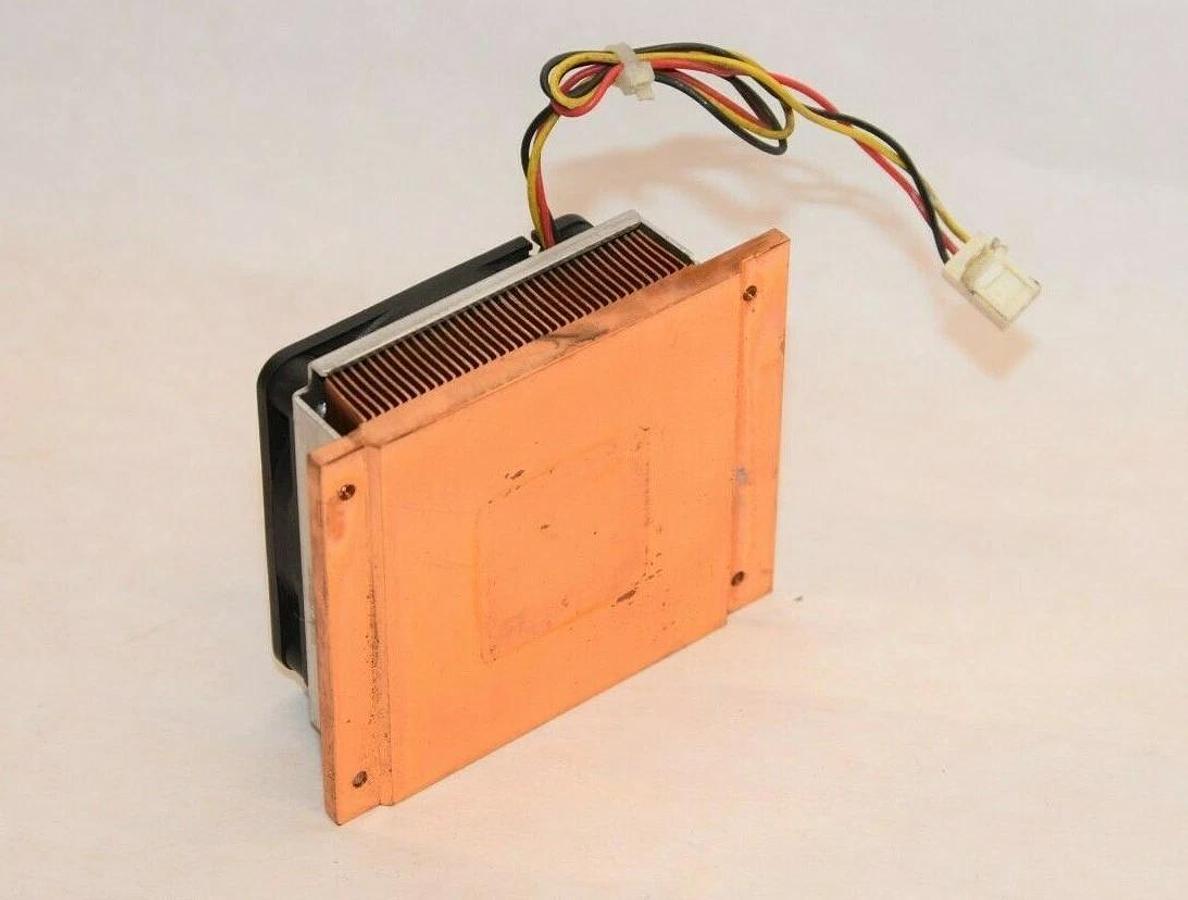 Used 3" x 3" x 1" Copper CPU Heat Sink With Fan