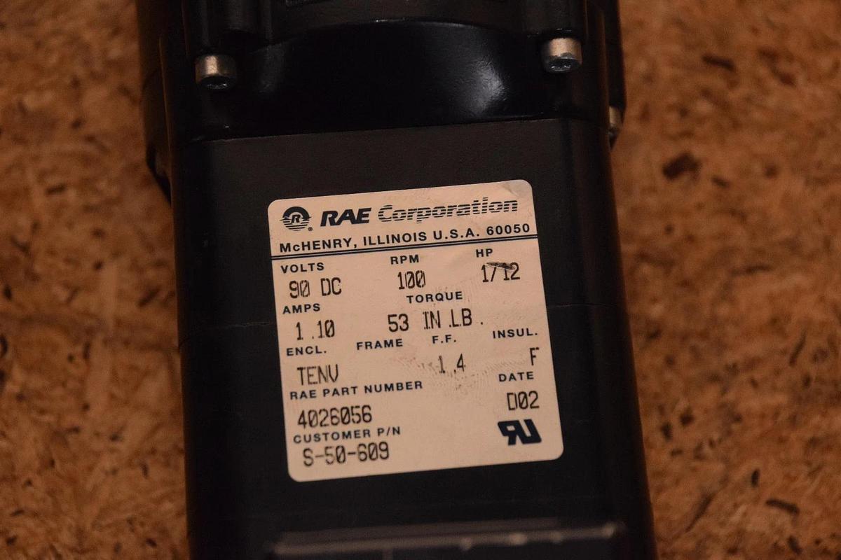 RAE 4026056 90V DC  100RPM 1/12 HP 1.10A  53 IN.LB. NEW