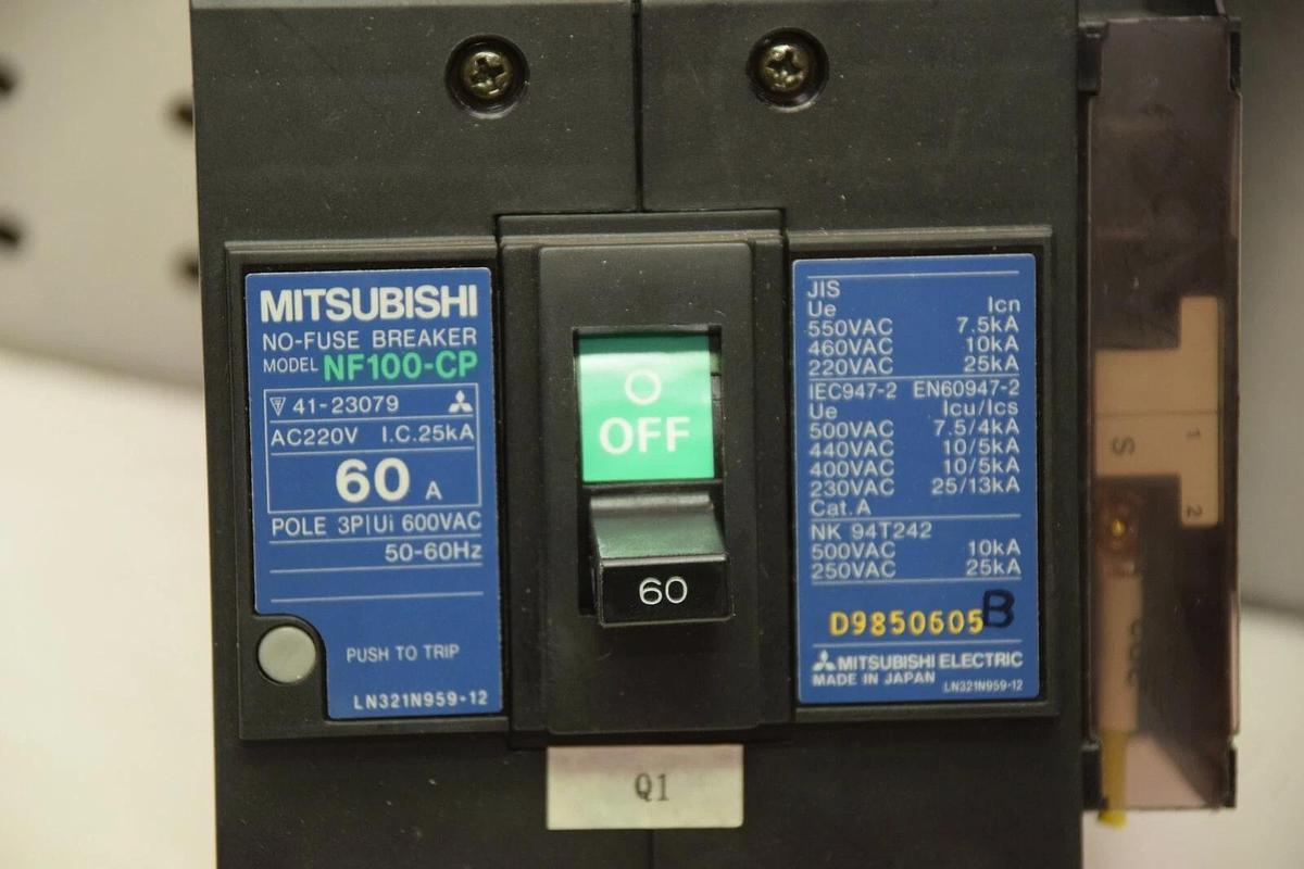 Used MITSUBISHI NF100-CP NF100CP 60AMP CIRCUIT BREAKER