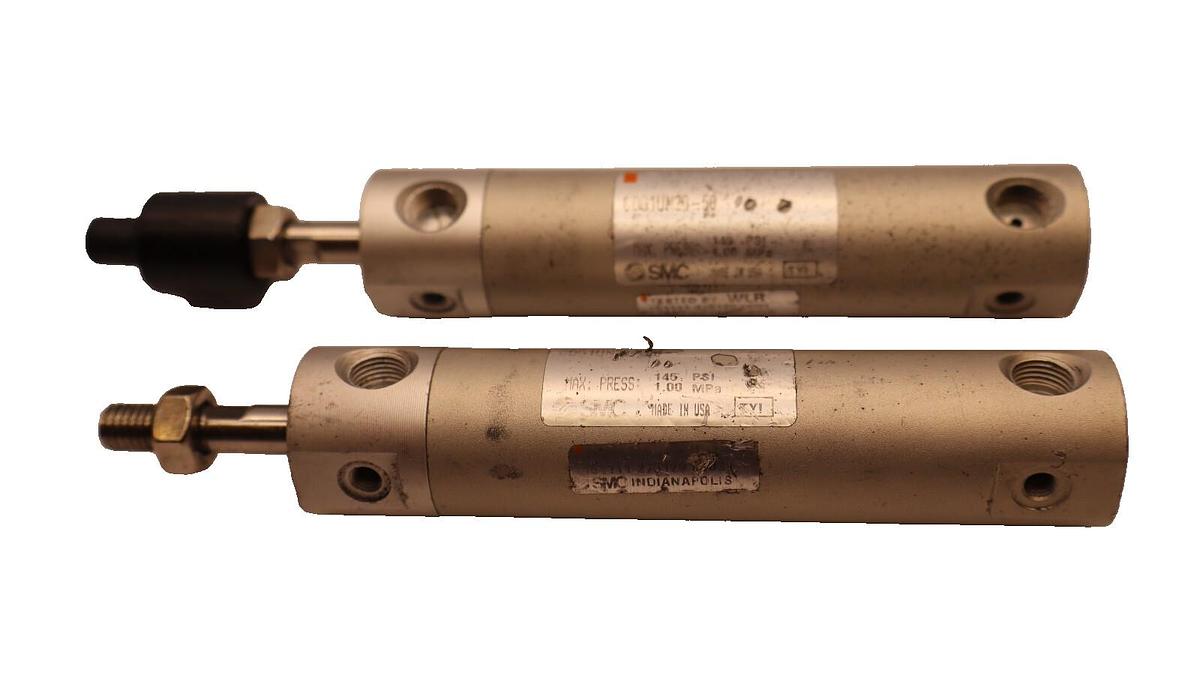 Used (Lot of 2) SMC CDG1UN20-50 , CDG1UN2050 145psi 1.0MPa Pneumatic Cylinder