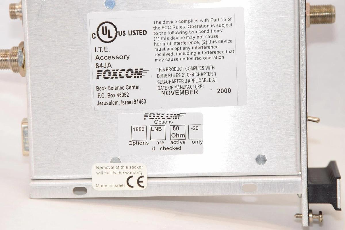 Used FOXCOM / ITE 7000R 84JA Fiberoptic Receiver Input / Output Module